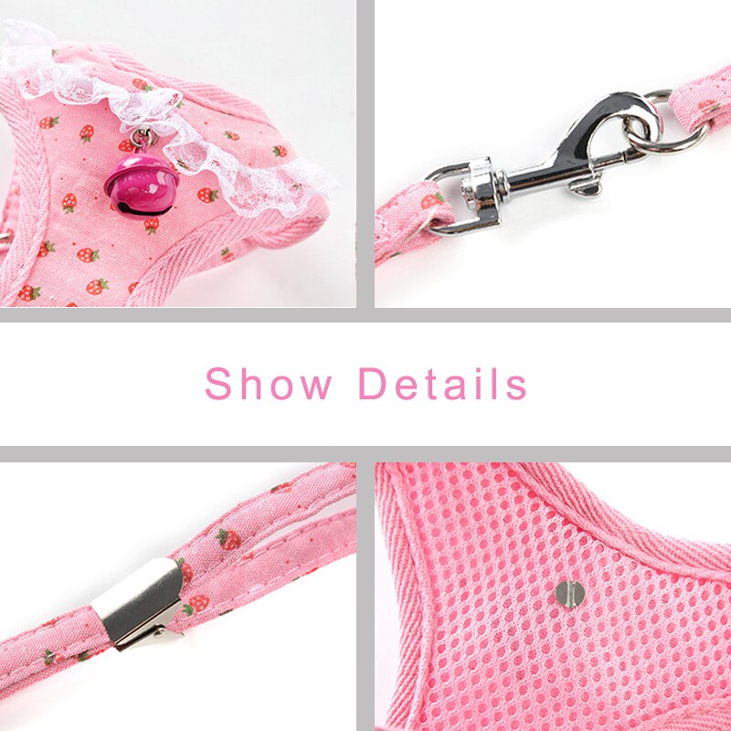 Cute Pet Vest Harness for Small Dogs Chihuahua Pug Harnesses With Bell Puppy Pet Cat Walking Harness &amp; Leash Set Pets Supplies
