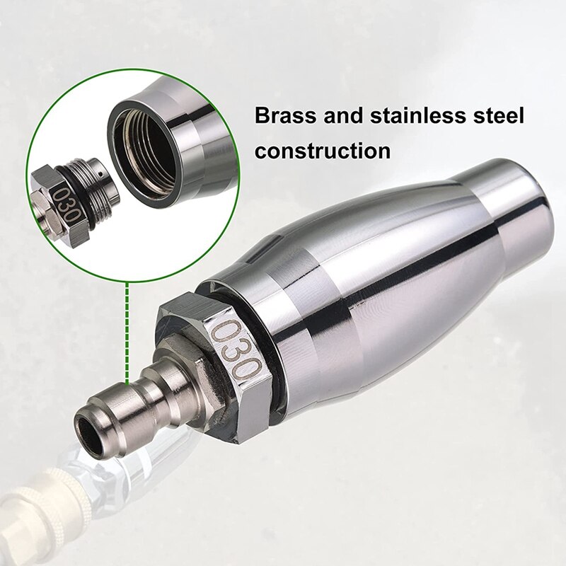 Pressure Washer Turbine Nozzle,Rotating Pressure Washer Nozzle, With 1/4 Inch Quick Connect,7 Nozzle Heads With Nozzle
