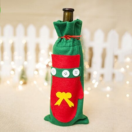 Weihnachten Dekorationen Wein Flasche Tasche Filz Tuch verrotten Wein Taschen Champagner Lagerung Tasche Weihnachten Startseite Abendessen Party Tisch Dekore: Handschuhe