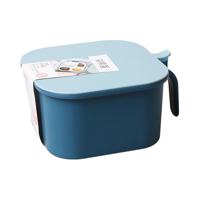 Simple Divided Grid Seasoning Box Kitchen Seasoning Box With Handle Seasoning Pot Pepper Box Home Storage Jar Kitchen Gadgets: dark blue