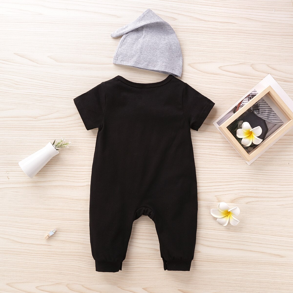 Infantil do bebê meninos verão manga curta letra sólida outwear macacão macacão criança menino macacões conjuntos de chapéu 2 pçs 0-3y