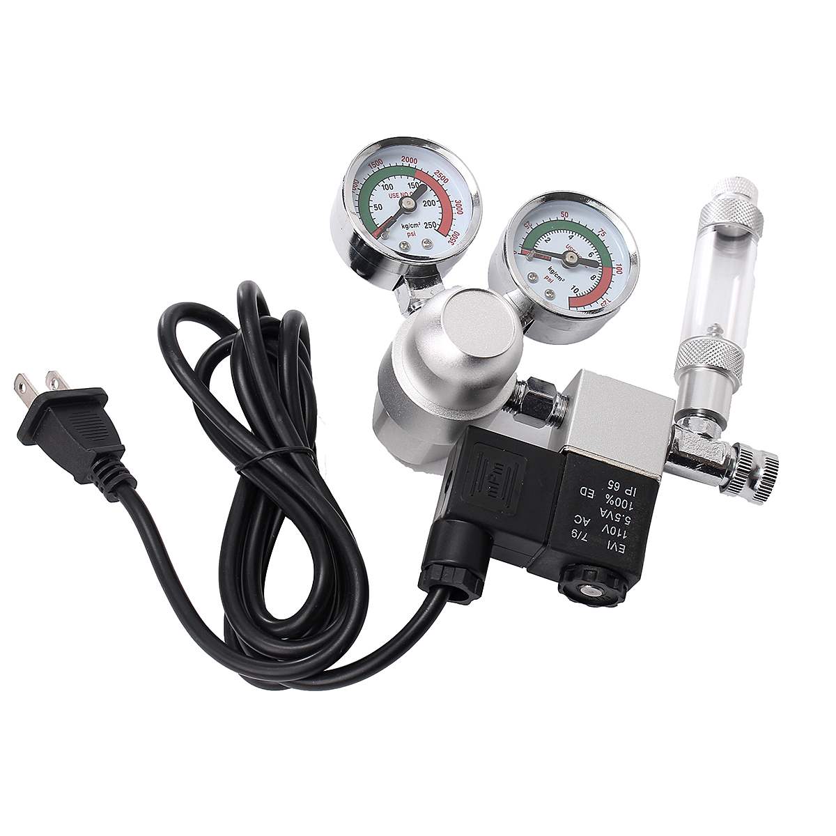 220V CO2 Regulator Magnetische Magneetventiel Dual Gauge Bubble Teller Aquarium System Bubble Counter CO2 Controle EU plug