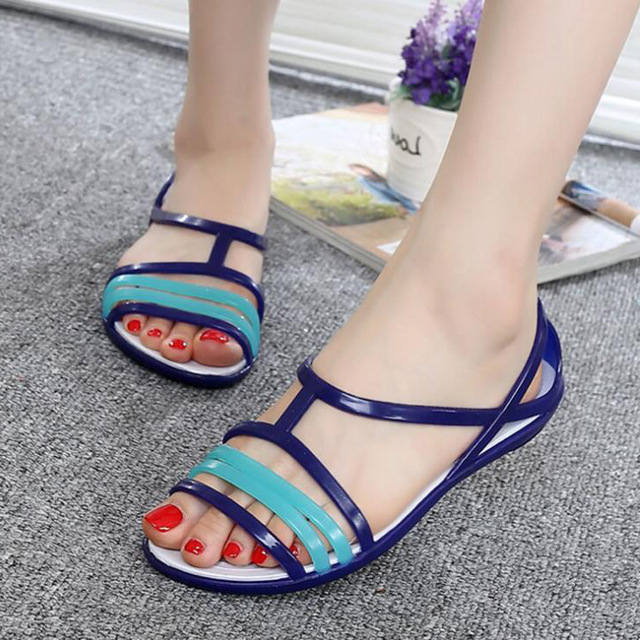 Frauen sandalen sommer Regenbogen gelee schuhe lässig flache Strand schuhe frauen nicht-Unterhose sommer Sandalen