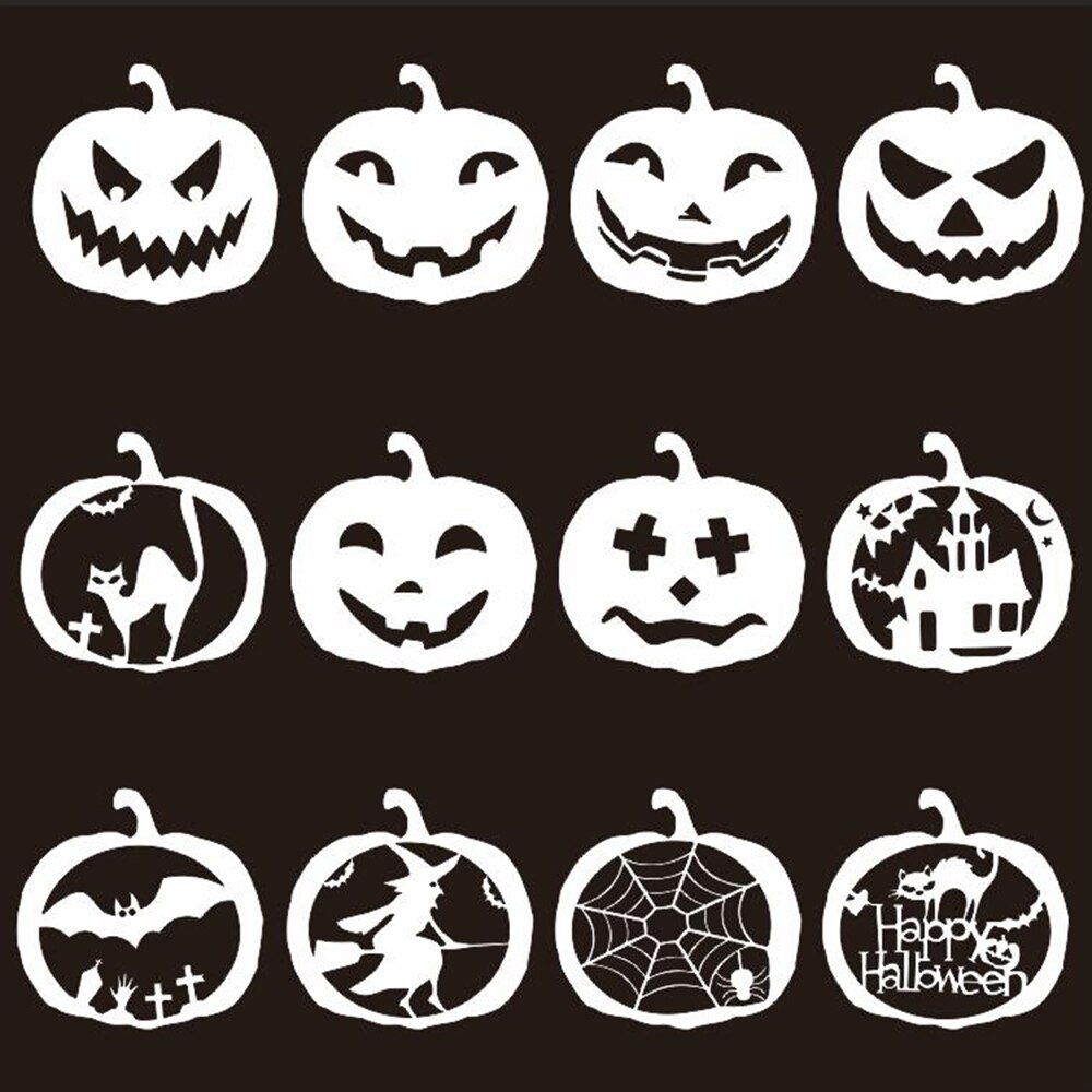 12 stuks Halloween Pompoen DIY Tekening Sjabloon Plastic Schilderij Stencils Journal Notebook Dagboek Plakboek Halloween Decor