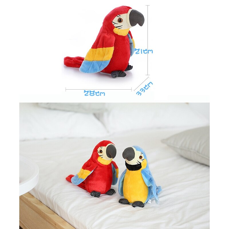 Praten Papegaai Pratende Papegaai Knuffel Elektronische Vogel Pet Talking Pluche Papegaai Voor Kinderen Vroege Onderwijs Speelgoed (Blauw)