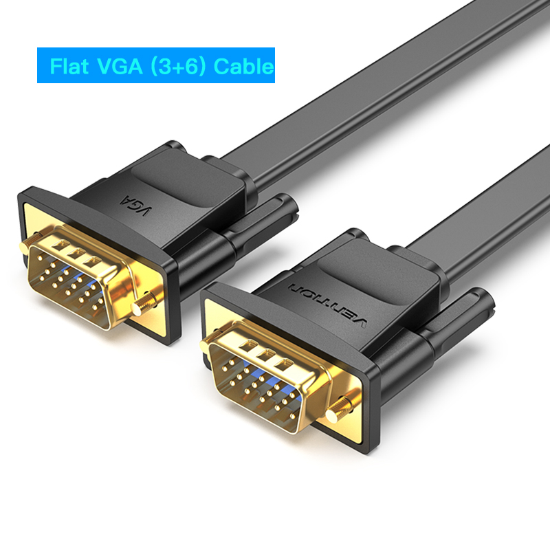 Tions 1080P VGA Kabel VGA Stecker auf VGA Stecker Flache Geflochtene Hohe Prämie Abschirmung HDTV VGA Kabel für Projektor Monitor Kabel VGA: eben Kabel / 1.5m