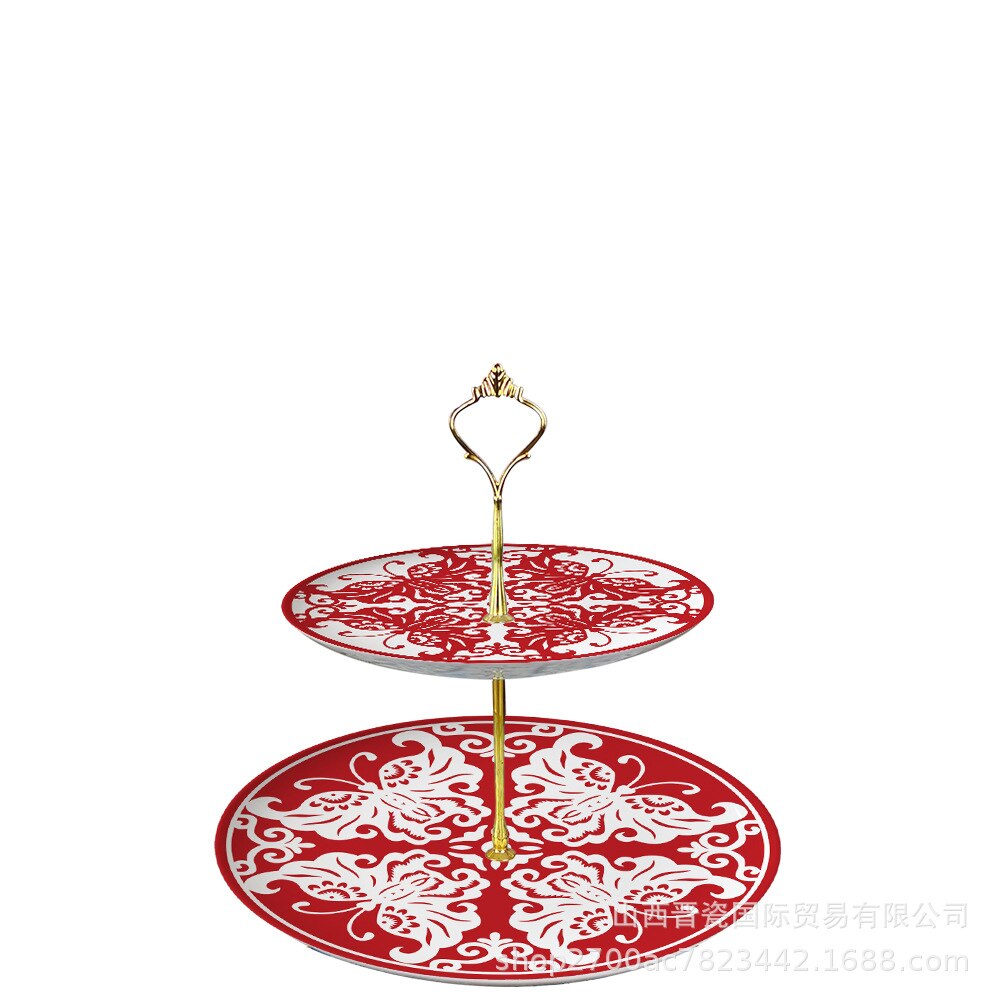 Chinese Plate Set Butterfly paper-cut bone china tableware set household fruit plate dessert tableware: Second floor