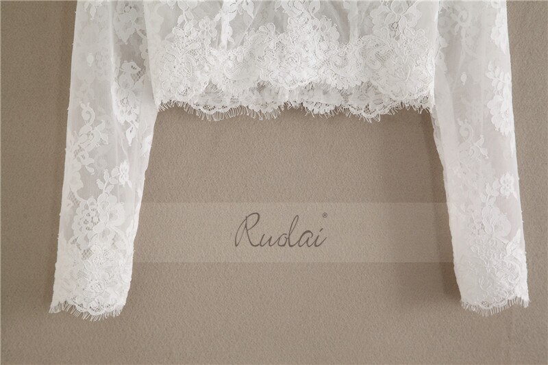 Ivory V Neck Long Sleeve Wedding Jacket Wedding Bolero Women Bridal Wrap Wedding Coat Lace Jacket Boho Wedding FJ33
