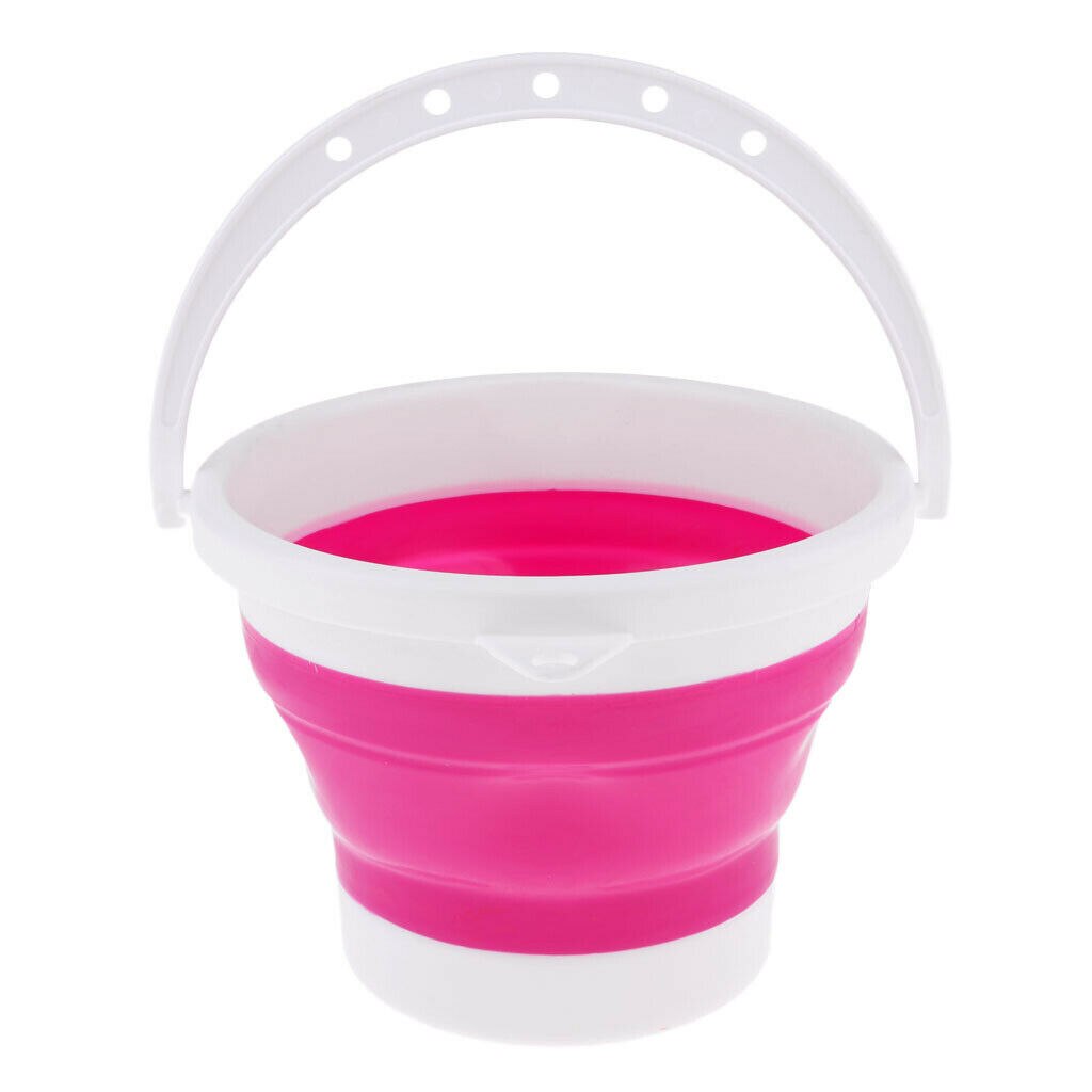 3L Folding Silicone Collapsible Bucket Camping Outdoor Fishing Pot Durable Car Accessories Good For RV Camper Trailer Caravan: Pink