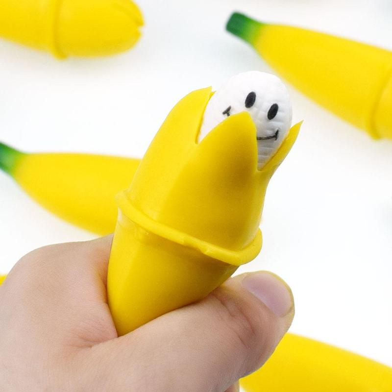 Banana Funny Prank Squeeze Speelgoed Langzaam Stijgende Bananen Met Happy Face Kids Stress Reliever Decompressie Speelgoed