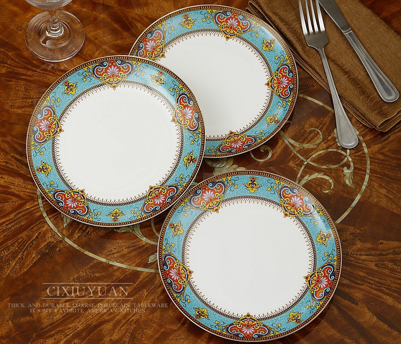 4pcs set, 8inch, fine bone china dinner set of plates, Thailand , porcelain plate platte, deep food plate kitchen, buffet