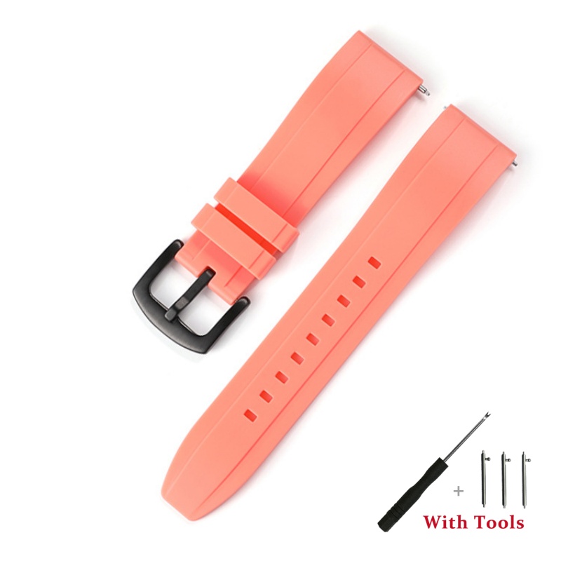 18mm 20mm 22mm 24mm 26mm Bracelet de montre en Silicone à dégagement rapide Bracelet de montre en caoutchouc étanche Bracelet accessoires avec outil: Blue pink / 18mm