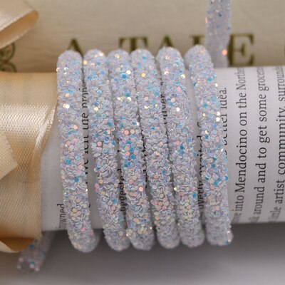 6mm harpiks glitter rhinestones tau rør ledning paljett trimming til diy smykker armbånd halskjede fest dekorasjon bryllup 1 verftet: Hvit