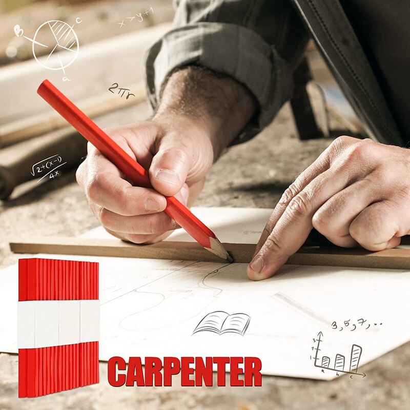 36 Stuks 7 Inch Bouw Potloden Hardhout Potlood Achthoekige Platte Timmerman Potloden Houtbewerking Markering