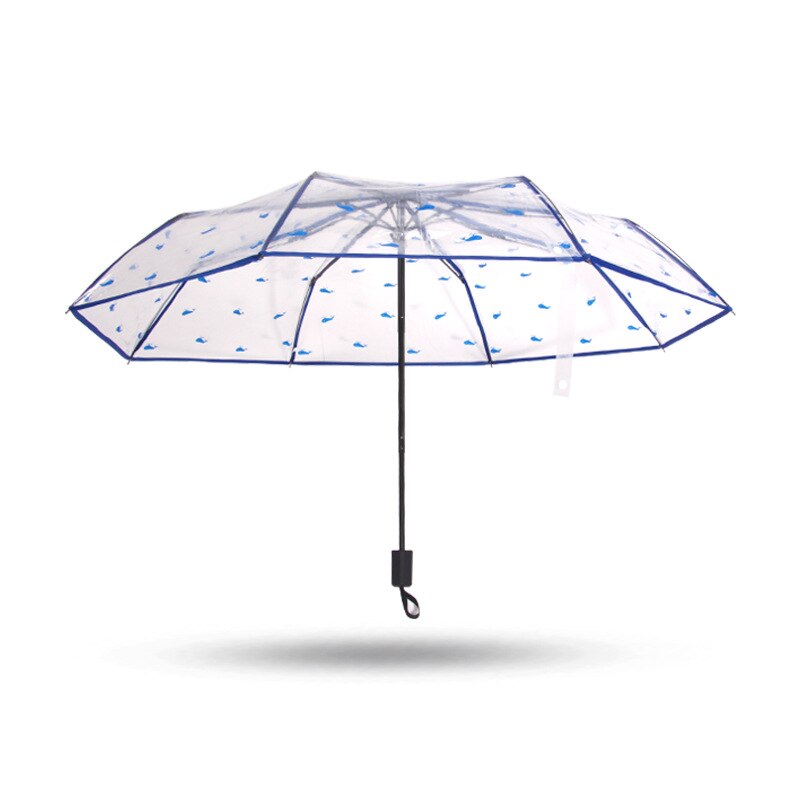 Fille multicolore ensoleillé pluie parapluie Transparent pliant parapluie complètement automatique parapluie léger trois fois parapluie: Manually Whale