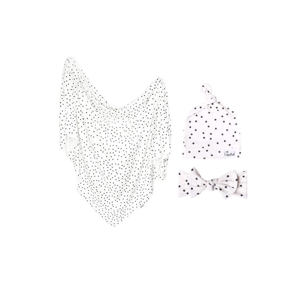 Pudcoco-gorro de toalla y Diadema impreso para bebé, conjunto de 3 piezas, manta para abrazar recién nacido, gorra anudada y banda para el pelo: E