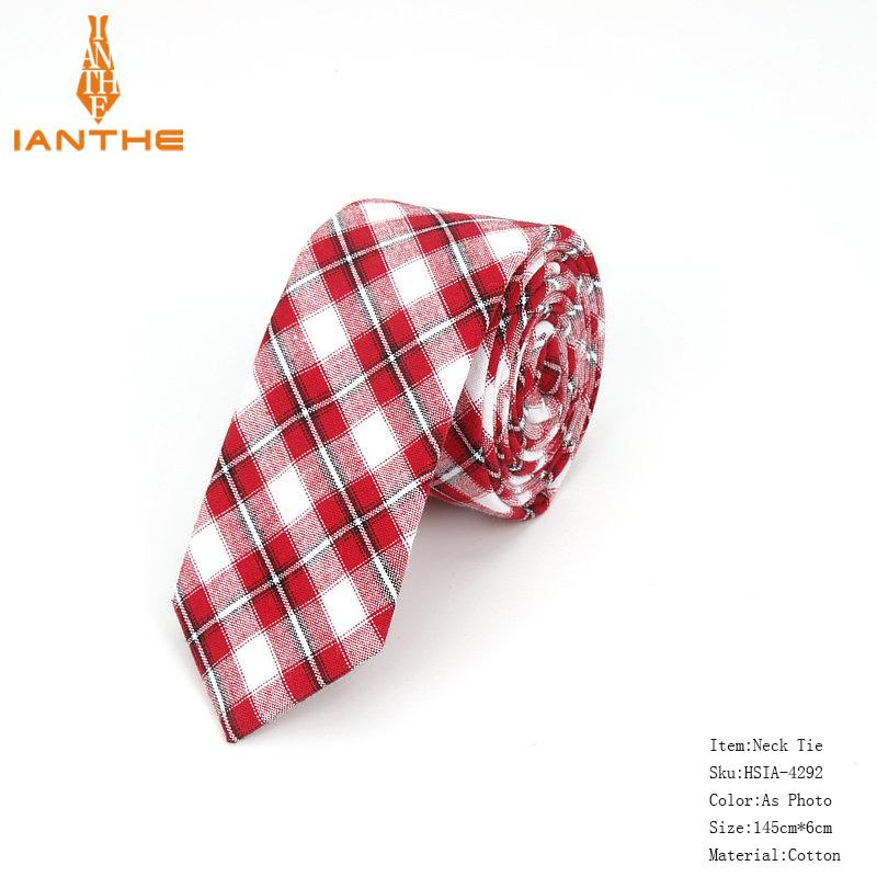 Mode Katoen Streep Stropdassen Voor Mannen Casual Plaid Stropdas Gravatas Corbatas Slanke Pak Vestidos Heren Stropdassen Party Narrow Neck Tie: IA4292
