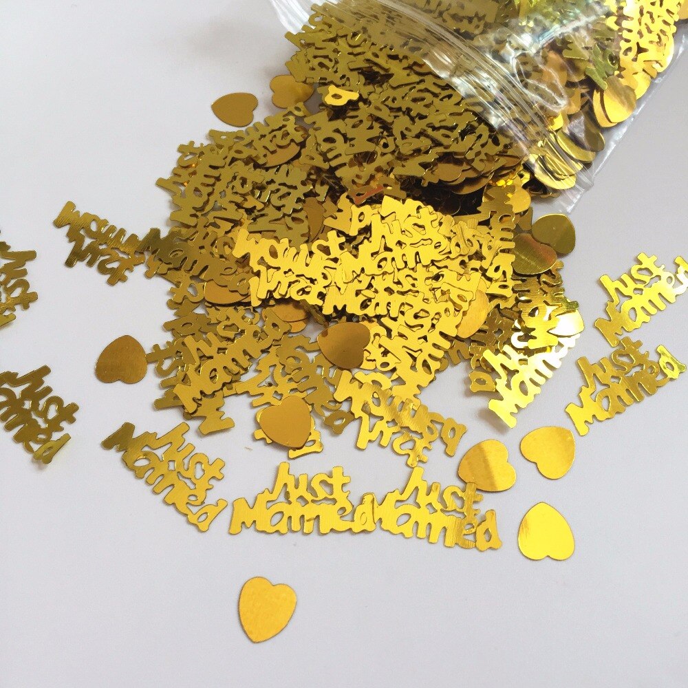Wedding reception table scatter decoration JUST MARRIED Confetti Gold red silver 50g 30*15mm