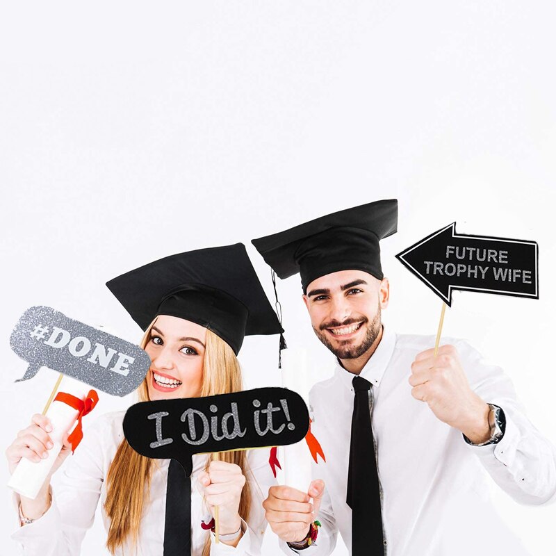 25pcs Graduation Season Congratulations Graduation Photo Booth Props Bachelor cap graduation Party DIY Decorations Photo Props