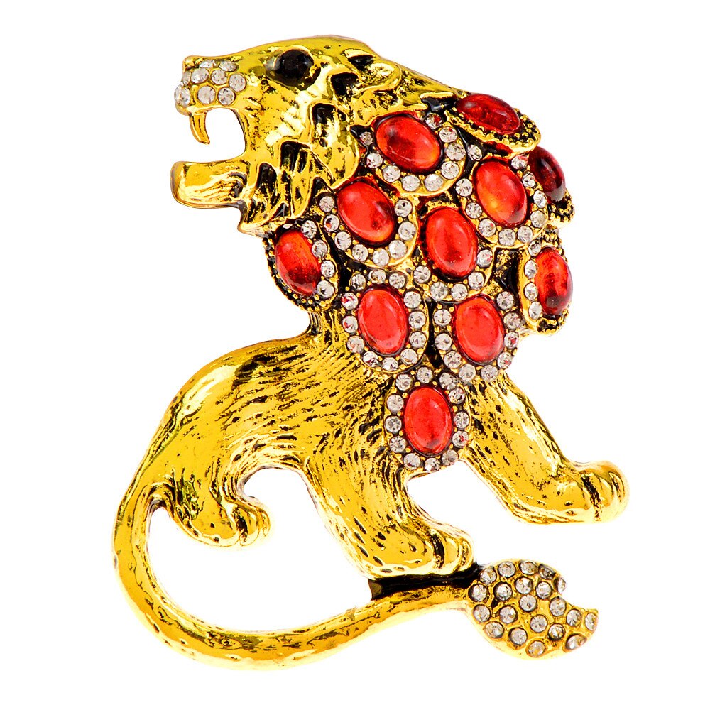 Cindy Xiang Rhinestone Lion Broches Voor Vrouwen En Mannen Unisex Animal Pin 2 Kleuren Beschikbaar Reson Bead Inlay Mode-sieraden: red