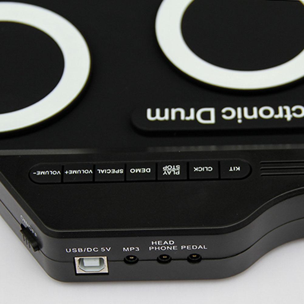 Profession Electronic Drum Pad Digital USB 7 Pads Roll up Rubber Silicone Electric Drum Pad Kit with Drum Sticks Foot Pedal