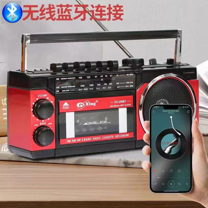 Desktop Retro Cassette Recorder Player With Am Fm Sw Portable Radio Auto Stop Tape Player With Usb/TF Card