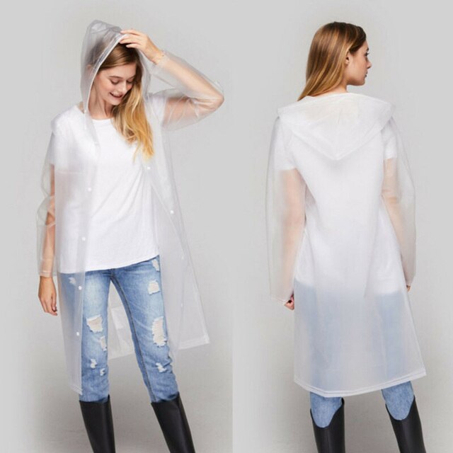 Chubasquero Impermeable para hombre y mujer, Poncho de lluvia con capucha, grueso, para turismo, senderismo al aire libre: White