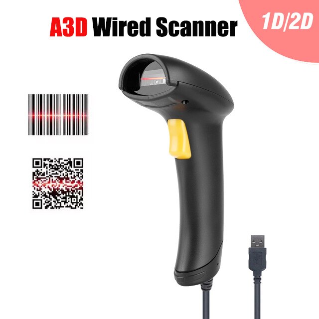 Barcode Scanner verdrahtet und kabellos CCD 1D 2D QR Bar Code 2,4G/433M Volle ASCll PDF417 Unterstützung praktisch iPad Handheld Leser: A3D verdrahtet 1D 2D