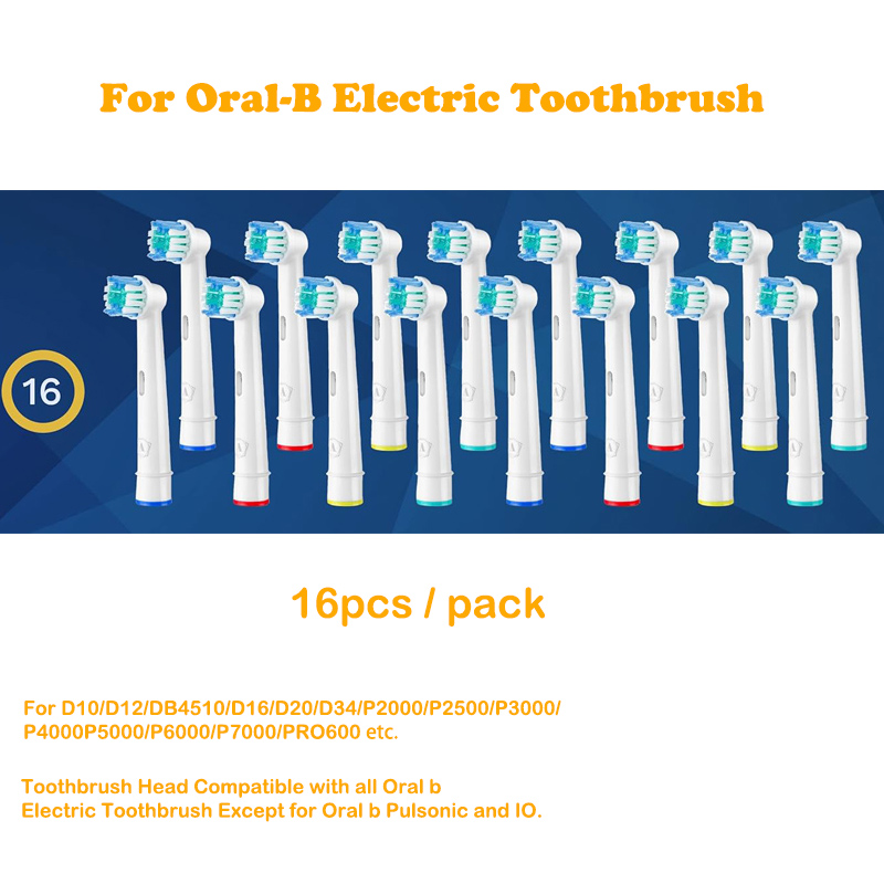 Têtes de rechange pour brosse à dents électrique Oral B Braun, 16 pièces/paquet, têtes de brosse de rechange pour adultes et enfants 1000/2000/3000/5000: Ivoire