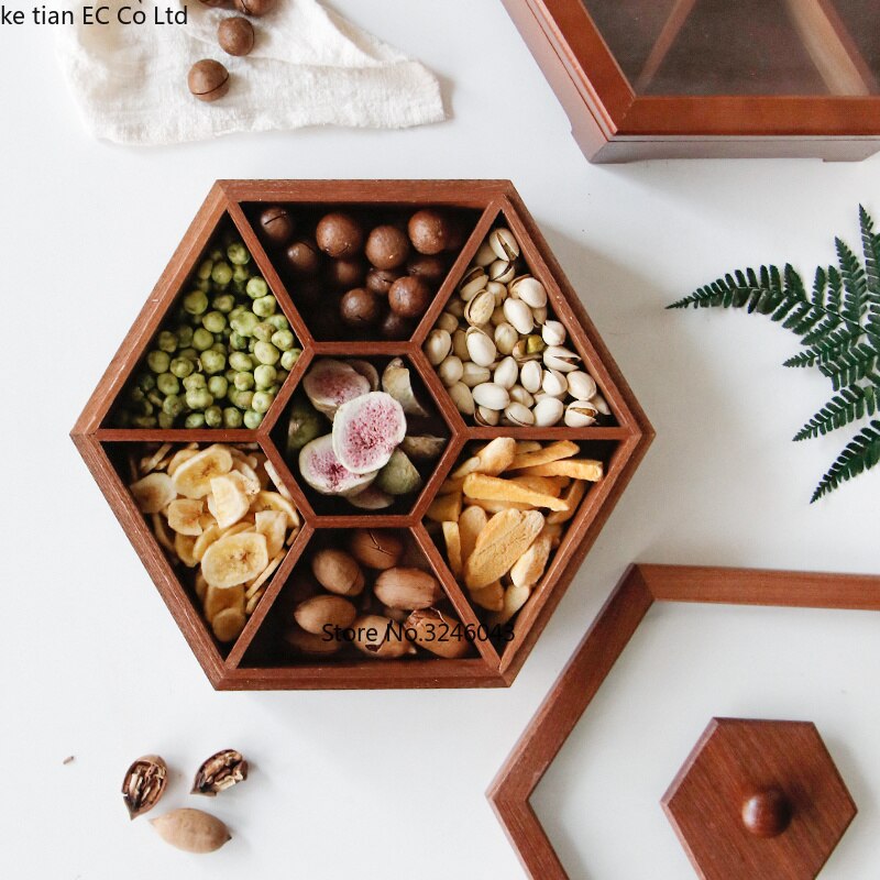 Europæisk slik æske i massivt træ med låg tør frugt snack æske hjem træ nødder melon opbevaringsæske bryllup