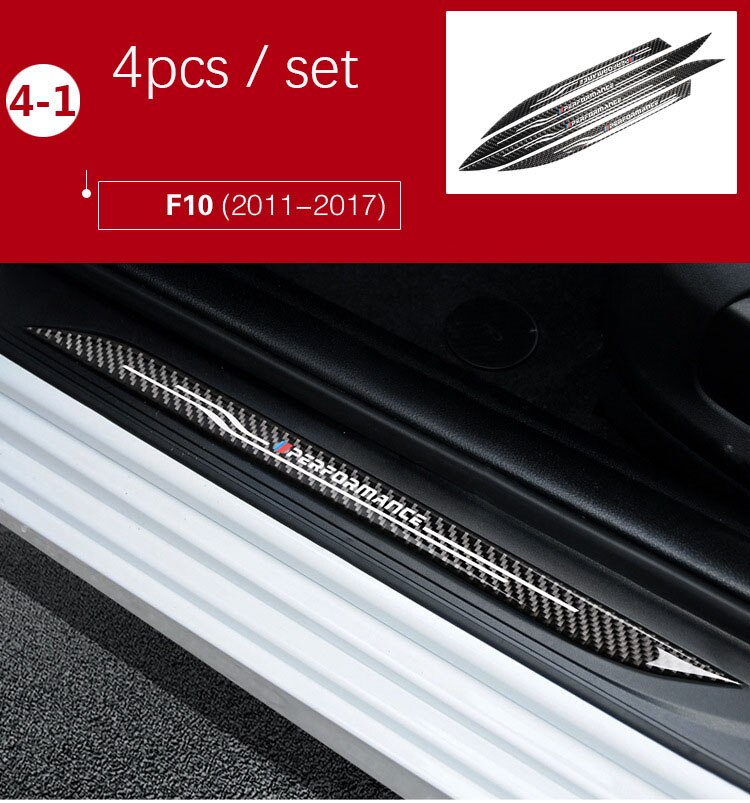 Umbral de puerta protectores de placa de desgaste de fibra de carbono de umbral de puerta s pegatinas para BMW F10 F30 F34 E70 X1 X5 X6 E90 E70 E71 Accesorios: F10 2011-2017