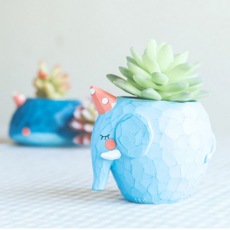Cute Cartoon Animal Flower Ppot Resin Craft Plant Vase Planter Pot Home Decor