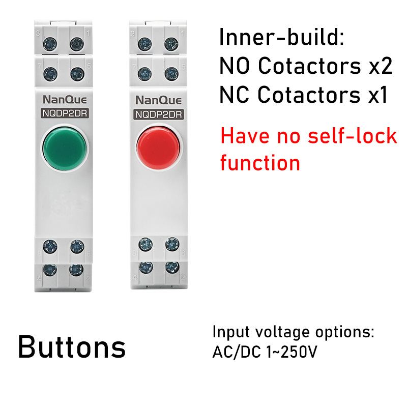Interruptor de botón de luz de carril DIN AC DC 12V 24V 110V 220V 230V 1A 2A 5A 6A interruptor de Control de parada de arranque de Motor módulo de luz LED