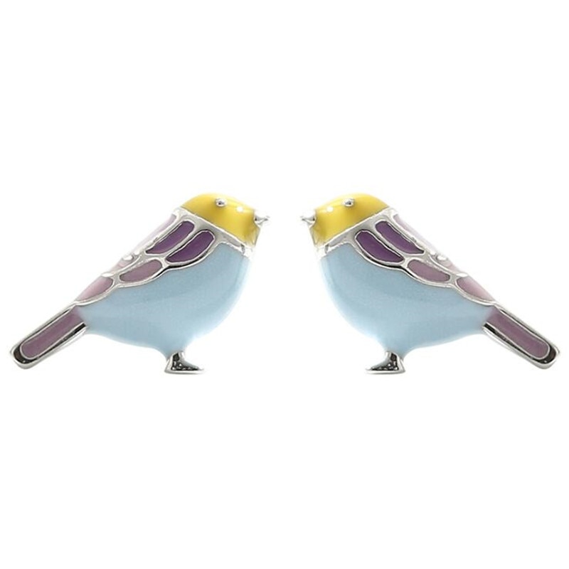 bunt Epoxid kompakt Vogel 925 Sterling Silber- Schmuck Temperament niedlich Tier exquisit Zucht Ohrringe SE83