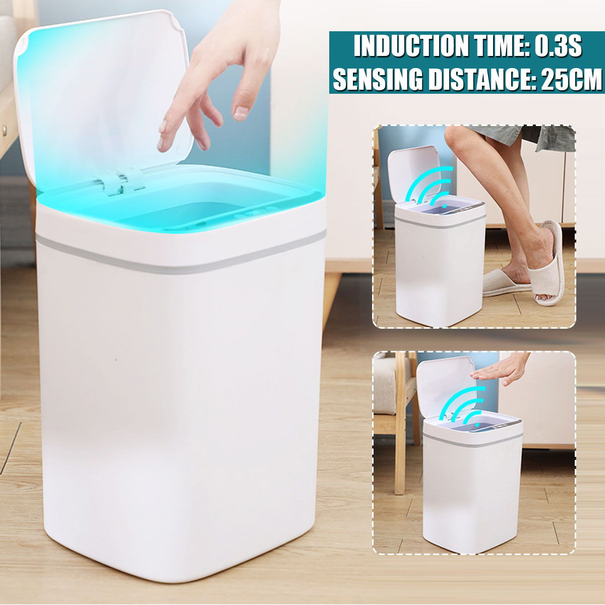 11/13L Kitchen LED Smart Automatic Touchless Intelligent Infrared Motion Sensor Rubbish Waste Bin Kitchen Trash Can Garbage Bins