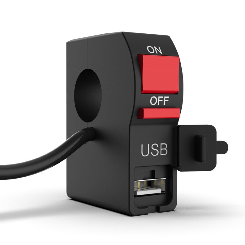 Interrupteur universel pour guidon de moto, 12V, bouton marche/arrêt de 22mm, 7/8 pouces, avec chargeur USB, connecteur étanche à 4 fils