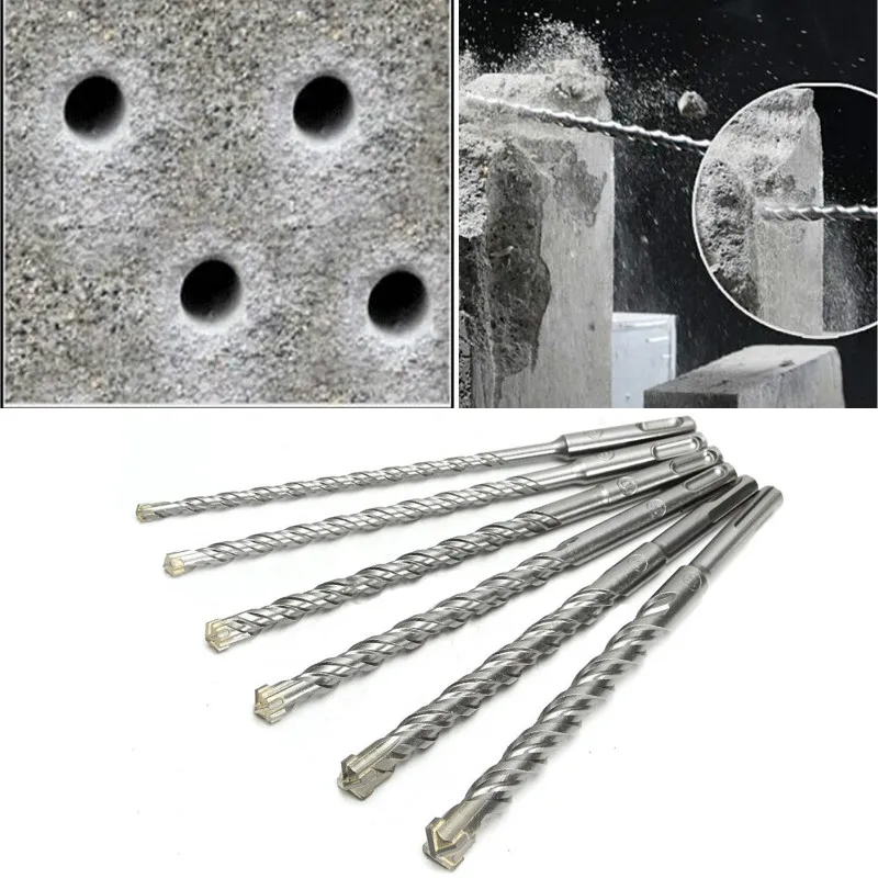 Brocas de martillo eléctrico de 160mm, 5/6/8/10/12/14/16mm, tipo cruzado, aleación de acero de tungsteno SDS Plus para mampostería, hormigón, roca, piedra
