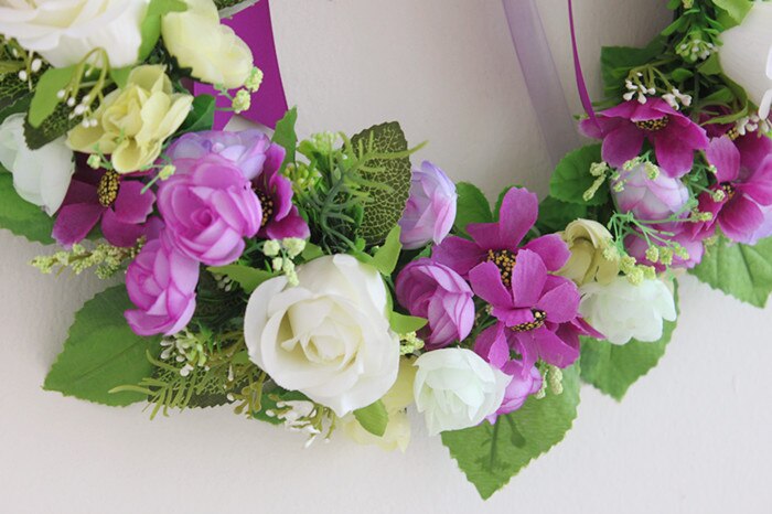 Purple Rose Artificial flowers wreath garland door decoration wedding flower home decor wedding car decoration flower silk