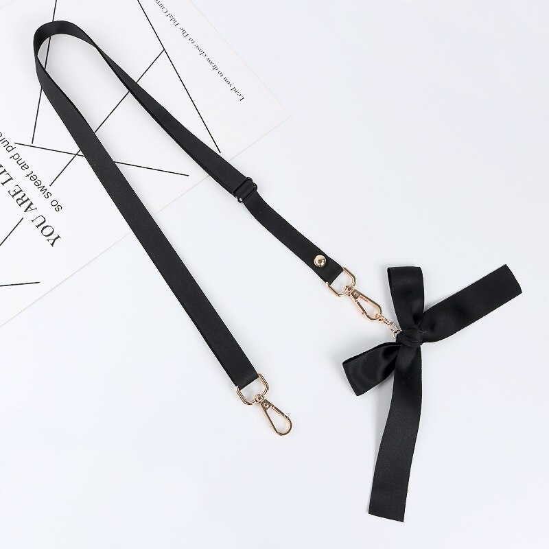 Shellnail Mobile Phone Straps diagonal straddle phone shell lanyard bow telescopic rope diy accessories bag shoulder strap: Black