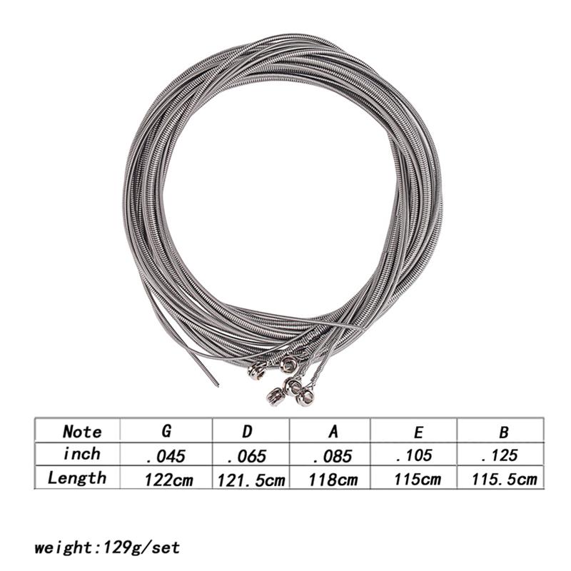 5 Pcs Stainless Steel Bass Strings Bass Guitar Parts Accessories Guitar String Gauge Bass Guitar Music Accessories (U31)