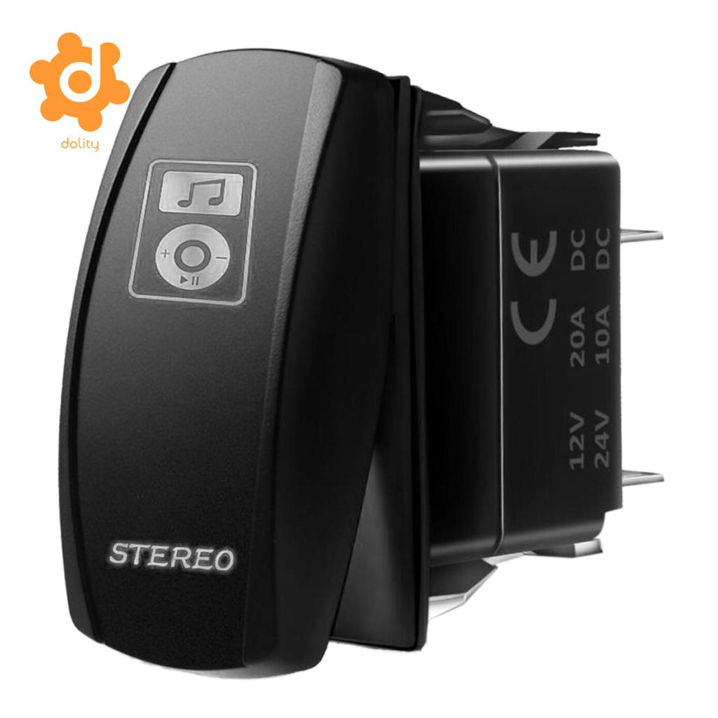 12V Black Rocker Switch Blue Stereo LED Work Fog Driving Light Bar 5 Pin