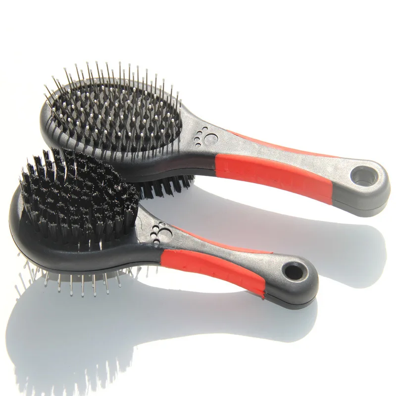 21cm/17.5cm fontes do cão lados dobro do gato do cão pente pet 2 faces escova de filhote de cachorro ferramenta de preparação de peles para cães longos e curtos