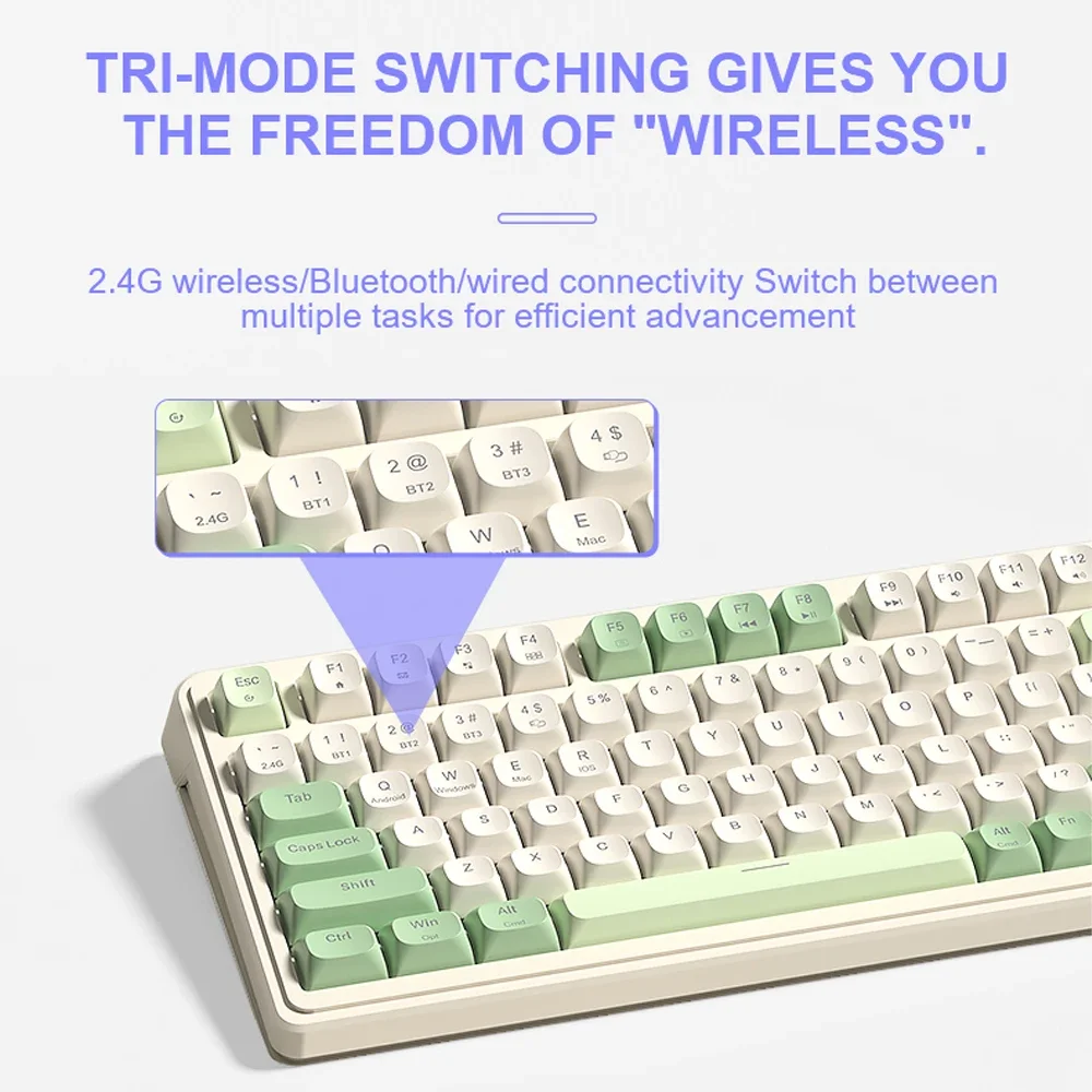 AULA S99 2.4G Draadloos/Bluetooth/Bedraad Gaming-toetsenbord met drie modi RGB-ergonomisch toetsenbord Kantoortypen Mute 99-toetsen toetsenbord