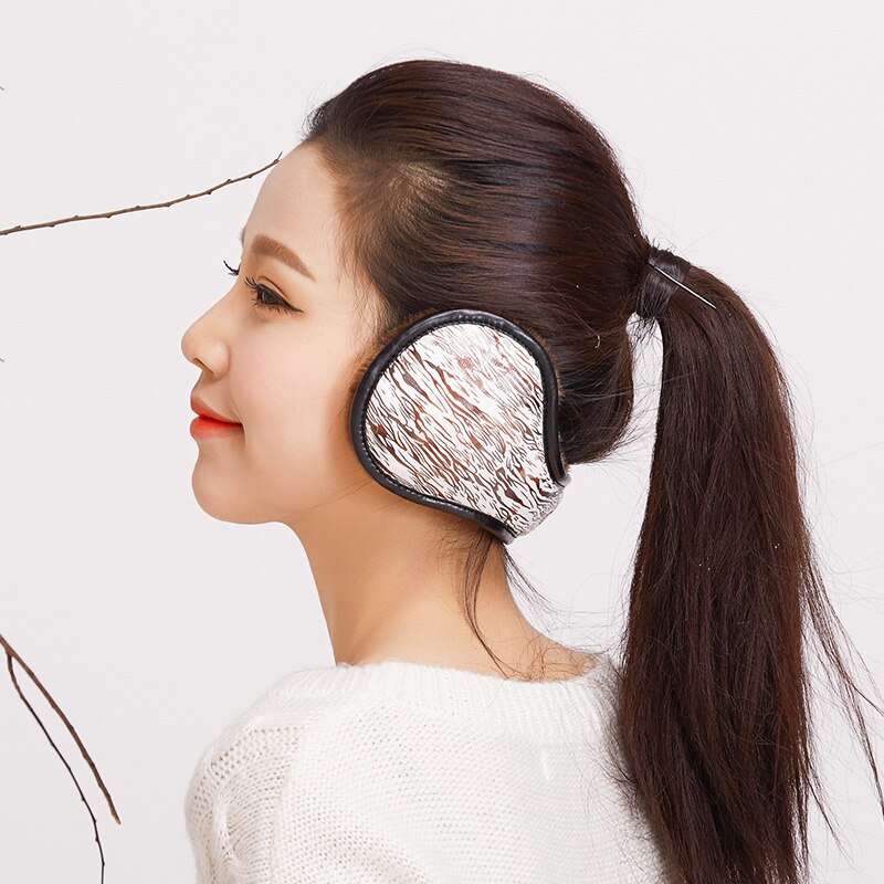 Orejas invierno Earmuffs Inverno para Homens Dobrável Estilo Britânico Da Manta De Pelúcia Aquecedores de Orelha Muff Da Orelha Earcap Couro PU Ajustável Bac