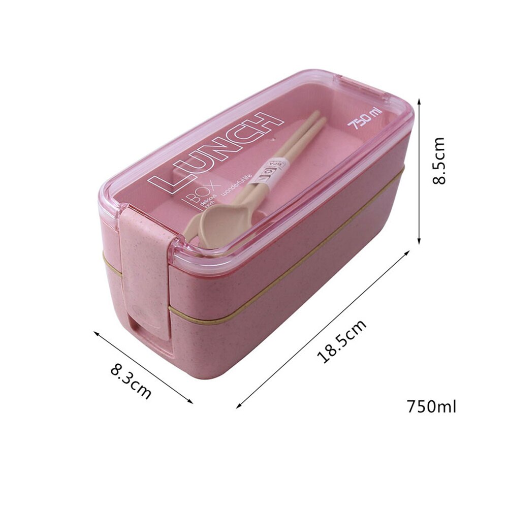 Tarwe Stro Bento Dozen 750ml Gezonde Materiaal 2 Layer Lunchbox Voedsel Opslag Container Lunchbox Organizer Magnetron Servies