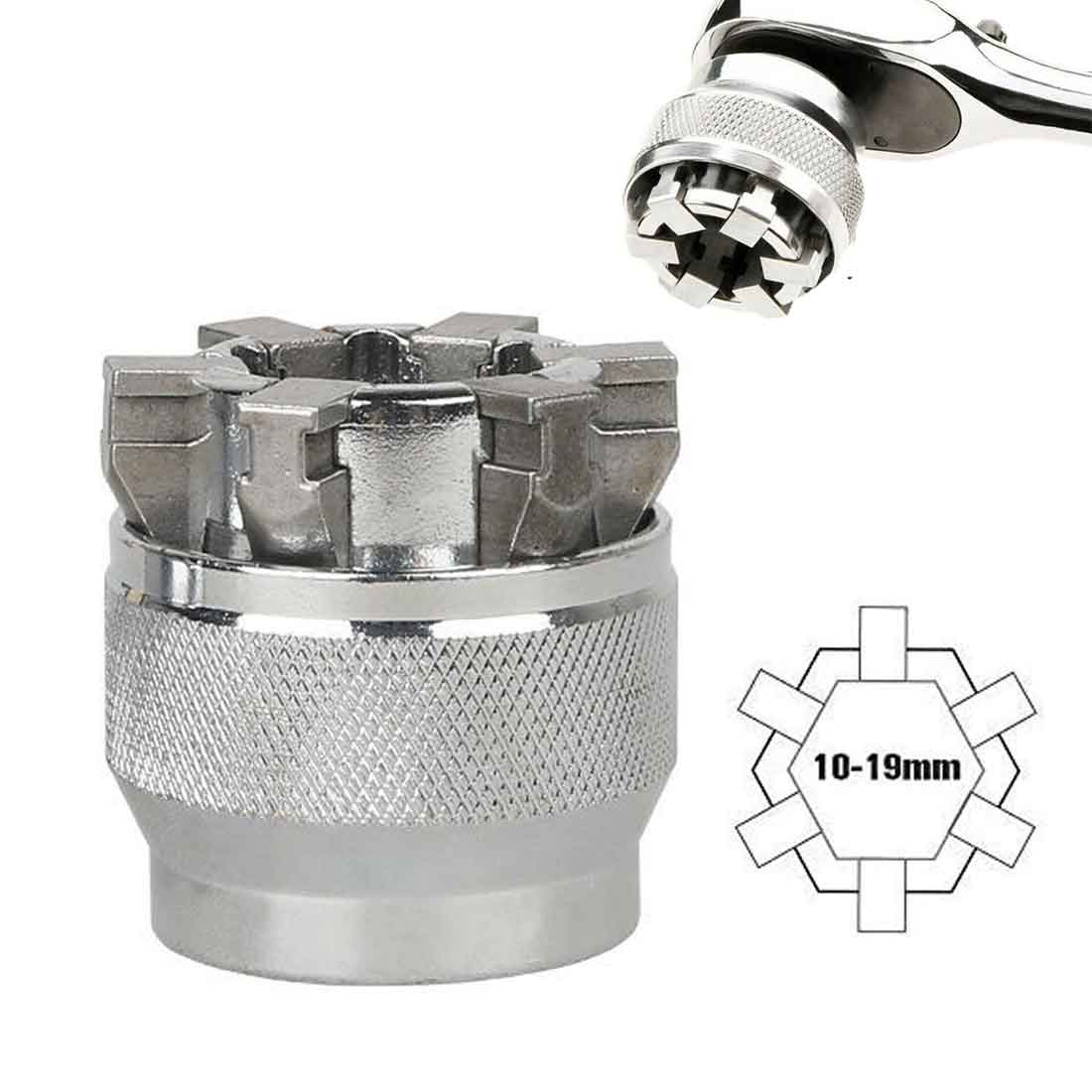 3/8inch Universal Sleeve Magic Head 10-19mm Adjustable Hex universal Socket Torque Ratchet Socket Adapter Wrench Automotive Tool