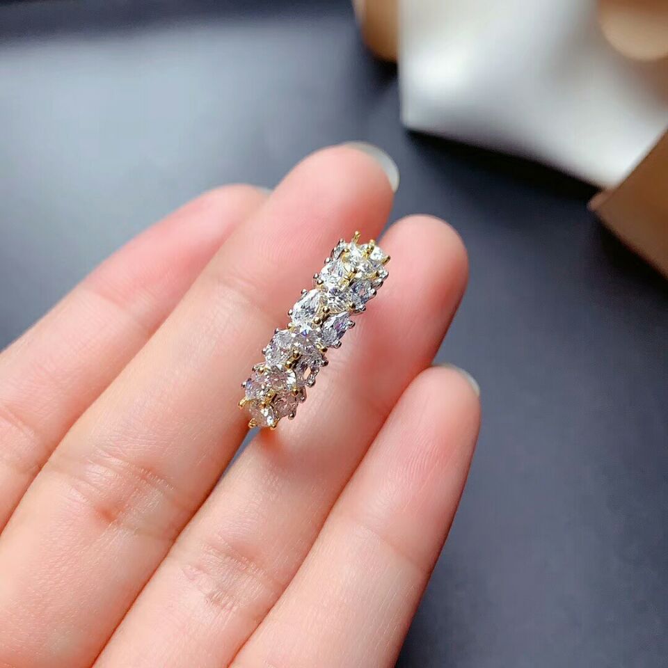 Meibapj 3Mm Moissanite Diamond Ring Voor Vrouwen 925 Sterling Zilver Fijne Bruiloft Sieraden