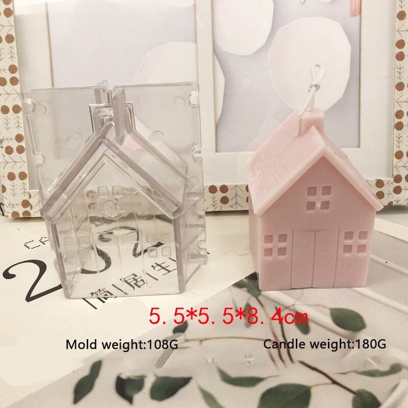 3D Small House Villa Wooden House Silicone Mold Aromatherapy Candle DIY Plastic Mold Home Crafts Ornaments Candle Making Molds: House-B