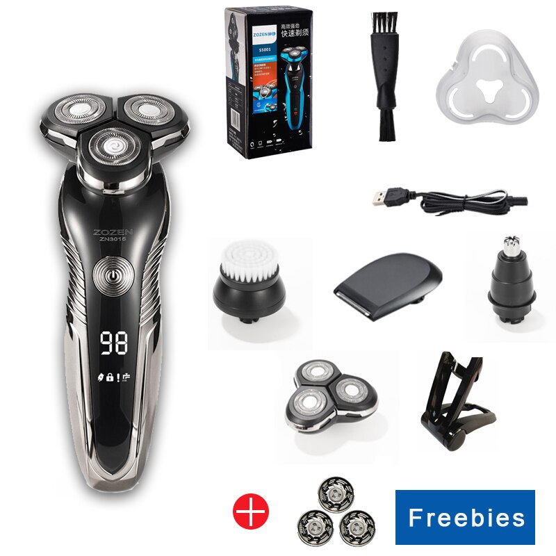 Electric Razor zozen Electric Shaver Rechargeable Shaving Machine for Men Beard Razor Wet-Dry Dual Use Water Proof Fast Charging: ZN3015-3