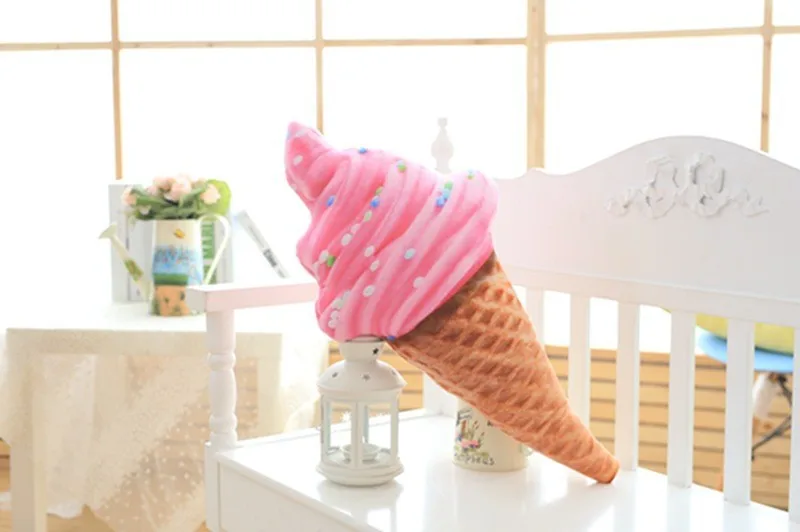 Soft Plush Stuffed Doll Toys Pillow 3D Sweet Ice Cream Pillow Cushion Car Waist Support Cushion: Yellow